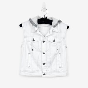 Free People Throwback Denim Vest Small White Cotton Casual Cool Streetwear Urban